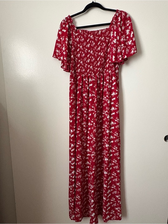 SHEIN Pants - SHEIN Red and White Floral Jumpsuit Romper